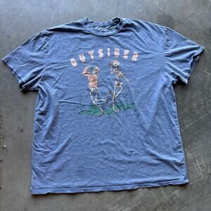 Modish Rebel Outsider Skeleton T-Shirt Women's M Blue Flint Graphic Tee